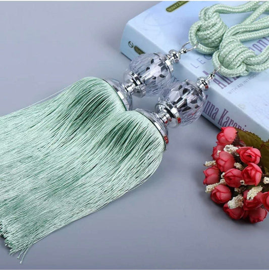 Embrasse Rideau avec pompons, en métal 1 paire + Accroche Murale offert